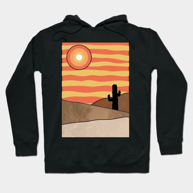 Sunny Minimalist Desert Landscape Graphic Illustration Hoodie by CityNoir